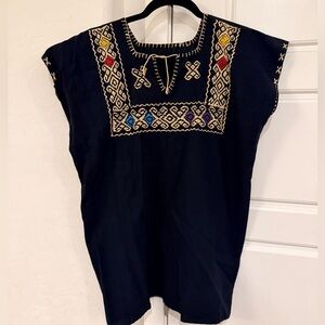 Black Sleeveless Hand-Embroidered Black Top made in Mexico